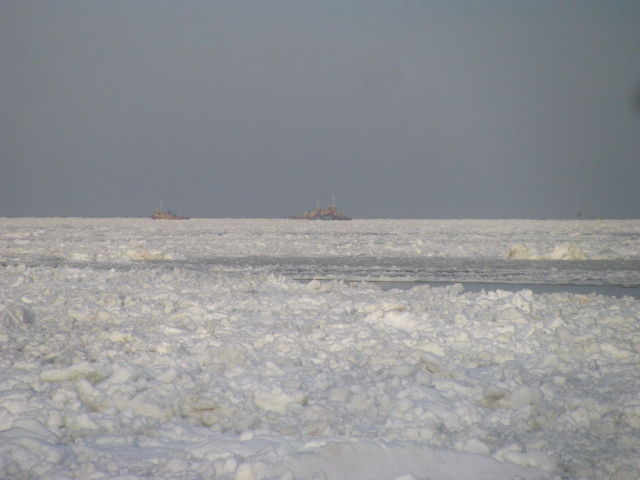 Gdańskie lodołamacze w ujściu Wisły