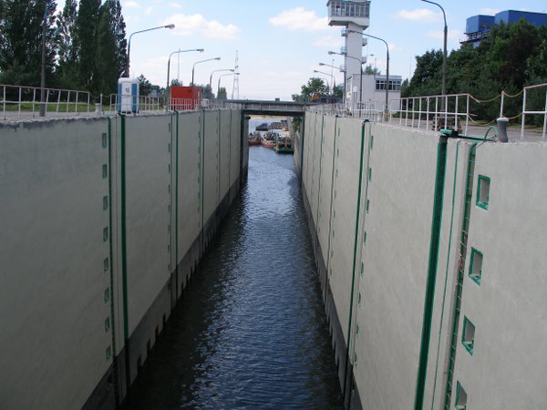 Zamknięcie śluzy na Stopniu Włocławek