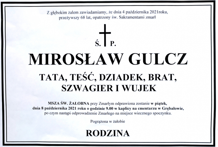 Zmarł Mirosław GULCZ